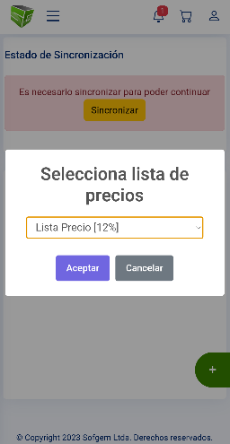 Pantalla de pedidos de Denarium Satelite